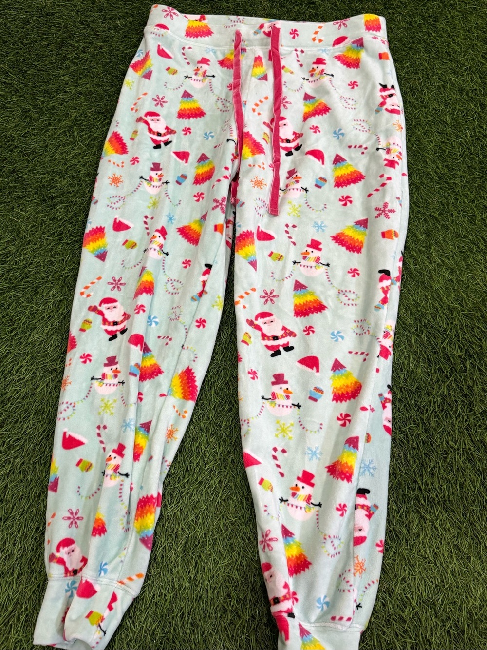 Isaac Mizrahi Super Soft Fleece Pajama Pants - Rainbow Christmas